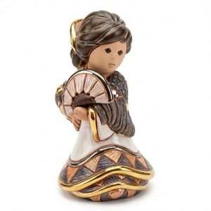 Artesania Rinconada De Rosa Doll Flamenco Dancer G05 Ceramic Figurine Gold